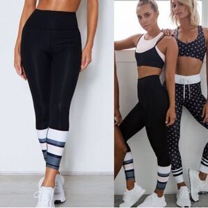 Sarah’s day x white fox active small black leggings colorblock and honeycomb